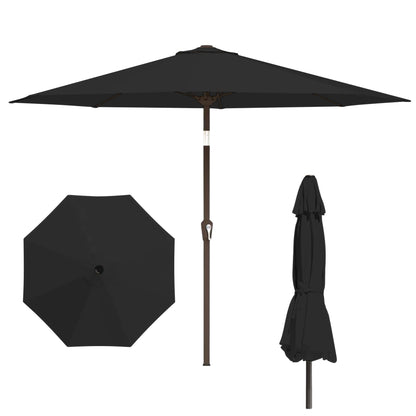Tobeos 11FT Patio Umbrella, Outdoor Umbrella with with 8 Sturdy Fiberglass Ribs,Market Table Umbrella with Push Button Tilt and Crank,Suit for Backyard,Garden,Pool,Deck(Black)