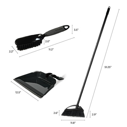 O-Cedar Strong Sweep Broom and Dustpan Set with Detail Brush | Indoor Outdoor Heavy Duty Stiff Bristle Broom | Step-On Dust Pan
