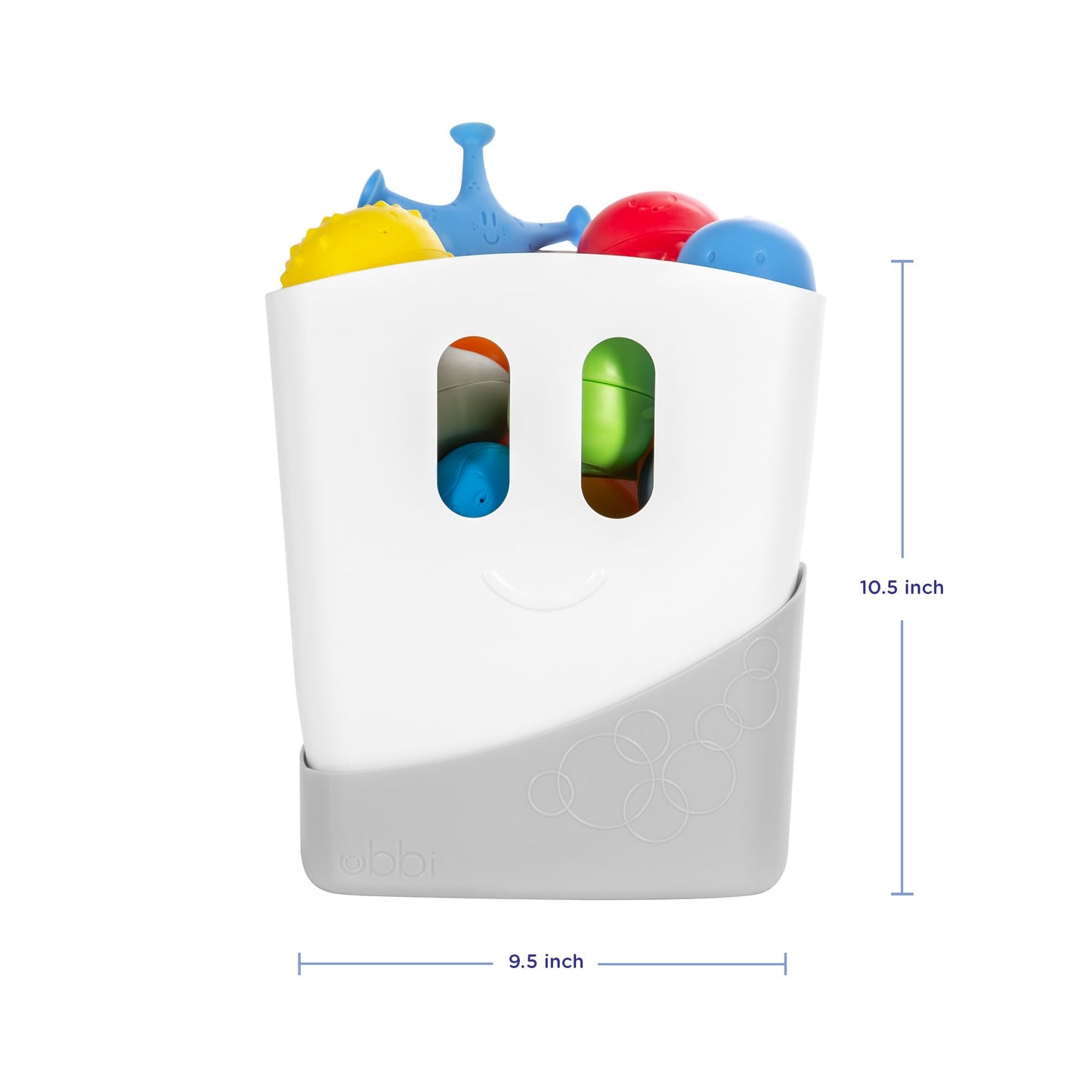 Ubbi Freestanding Bath Toy Organizer Bath Caddy with Removable Drying Rack Bin and Scoop for Toddlers and Baby, Gray