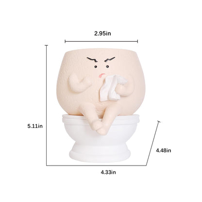 NINIPAPA Funny Face Toilet Planter with Drainage Hole for Indoor Plants, Cute Self Watering Plant Pot for Succulent Flower Pots, Unique Head Planters Gift on Birthday Christmas