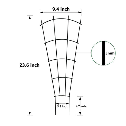 Thealyn 4 Pack 24" Metal Plant Trellis for Pots & Garden Beds, Rustproof Support for Indoor Outdoor Climbing Plants, Vines, Flowers, Fan Shaped, Black
