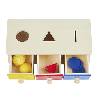 Kghios Montessori Box w/Bins Coin Object Permanence with Drawer 4 in 1 Montessori Infant Toys for Toddlers Materials for 6-12 Month Babies Infant 1-2 Year Toddlers Toys