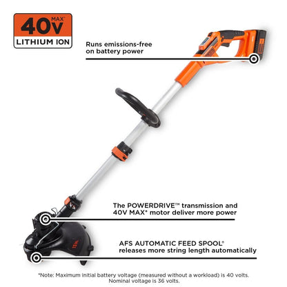 BLACK+DECKER 40V MAX String Trimmer and Lawn Edger, 13 Inch Weed Eater, Far Reach, Battery and Charger Not Included (LST136B)
