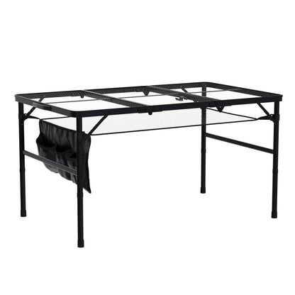 Nice C Table for Grill, Outdoor Table, Camping Cooking Picnic Tables, Card Tables Adjustable Height, Mesh Bag, Carry Handle (47.3” x 23.7“ x 14.7”/24.2“ Black)