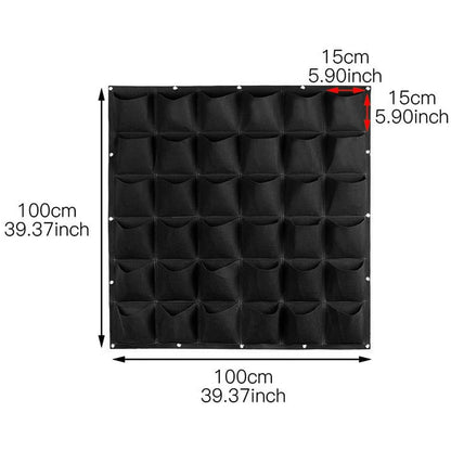 WFIST Vertical Hanging Planter Bag, Breathable Felt Wall Garden Planter with Metal Grommets, Indoor/Outdoor Space-Saving Herb & Flower Growing Pouch (36-Pocket)
