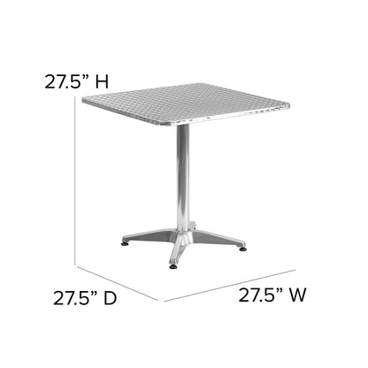 Flash Furniture Mellie Commercial Grade 27.5" Square Aluminum Indoor-Outdoor Table with Base