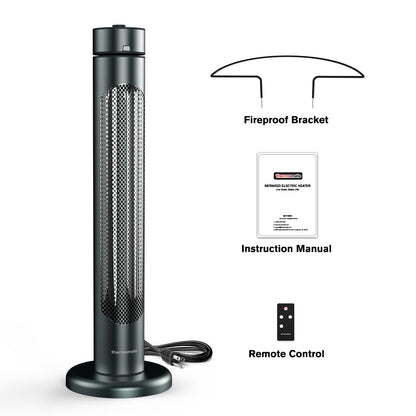 ThermoMate Electric Patio Heater, 1500W IP65 Outdoor/Indoor Infrared Heater with Remote, 8 Heating Levels 8-Hour Timer & Oscillation, Tip-over Protection for Garage Backyard Restaurant