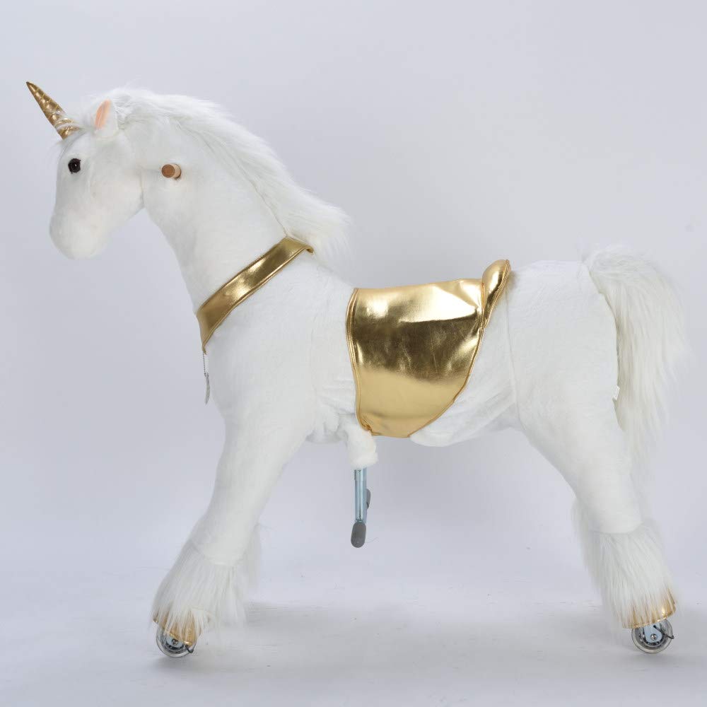UFREE Unicorn Ride on Toy for Girls as Great Birthday Gift Large Mechanical Pony Horse with 44 inch Height for Everyone Above 6 Years Old Great Birthday Gifts