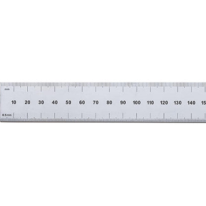 PEC Tools 6"/150mm Rigid Metal Ruler, Satin Chrome Carbon Steel Machinist Rule, Decimal & Metric Graduation (1/10", 1/100", 0.5mm, 1mm), Fully Hardened and Tempered, Made in USA