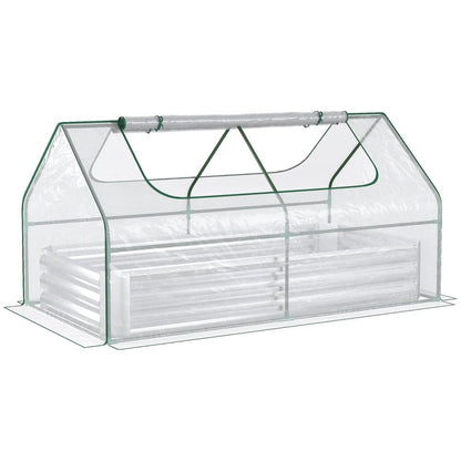 Galvanized Steel Raised Garden Bed with PVC Greenhouse Cover for Vegetables Herbs and Flowers 6 ft x 3 ft Outdoor Use