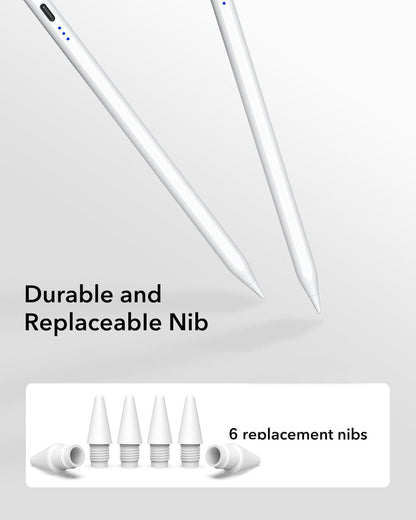 【2Pack】Stylus Pen for Apple iPad 2018-2026 A16 11/10/9/8/7/6,iPad Mini A17 Pro/6/5,iPad Air M4/M3/M2 11"/13"/5/4,iPad Pro M5/M4 13"/12.9"/11" USB-C Fast Charging Pencil,Pixel-Perfect Tilt Sensitivity