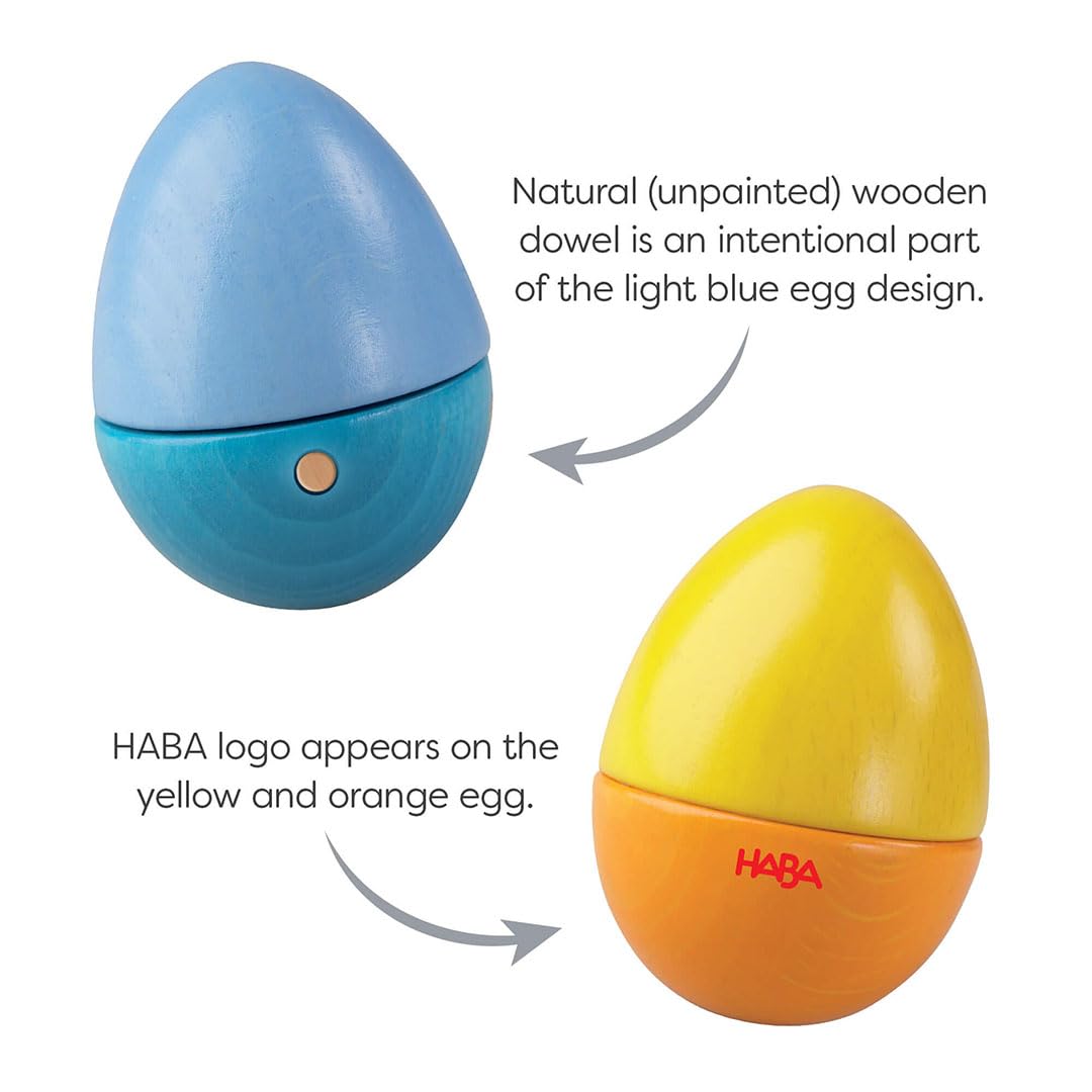 HABA Fun with Sounds Wooden Eggs - 5 Acoustic Sounds, Made in Germany, Kids Musical Instruments, Toddler Sensory Toys Montessori Toys for 2 yrs+