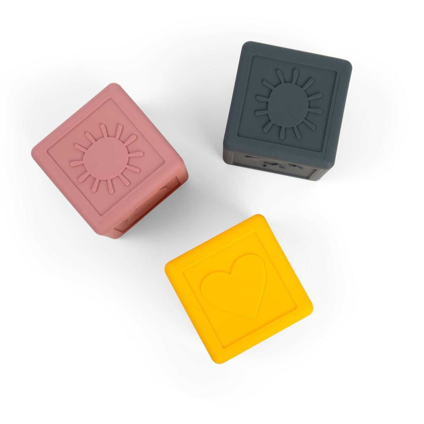 Bigjigs Toys Silicone Sensory Cubes - 3 Piece Soft Blocks Toy for Babies & Toddlers, Montessori Play, Made from 100% Silicone, Gifts for 3 Month Olds +