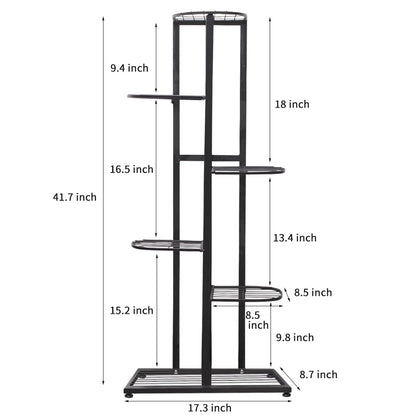 Cre Cra Tall Metal Plant Stand Indoor Outdoor 6 Tier Flower Pot Plant Stand Multi Tier Plant Holder Shelf Display Rack for Garden Patio Balcony