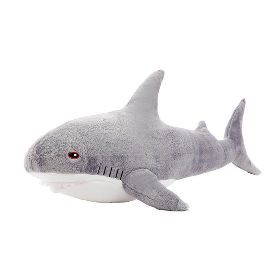 DongAi Plush Shark Toy Pillow, 39.4-inch Giant Shark Plush Animal Toy Super Soft and Cute Pillow Children’s Boys and Girls Room Decoration Bedtime Gift (100CM,Grey)