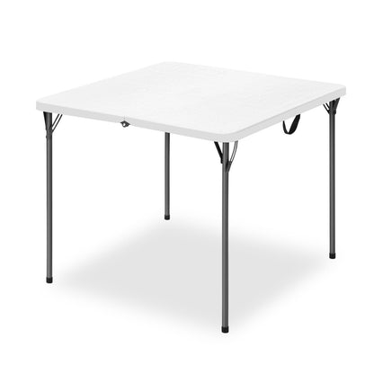 34" Square Folding Table for 4 Person, 330lbs Weight Capacity Foldable Table with HDPE Tabletop & Heavy-Duty Steel Legs, Large Portable Picnic Table for Indoor Outdoor Parties, Camping, White