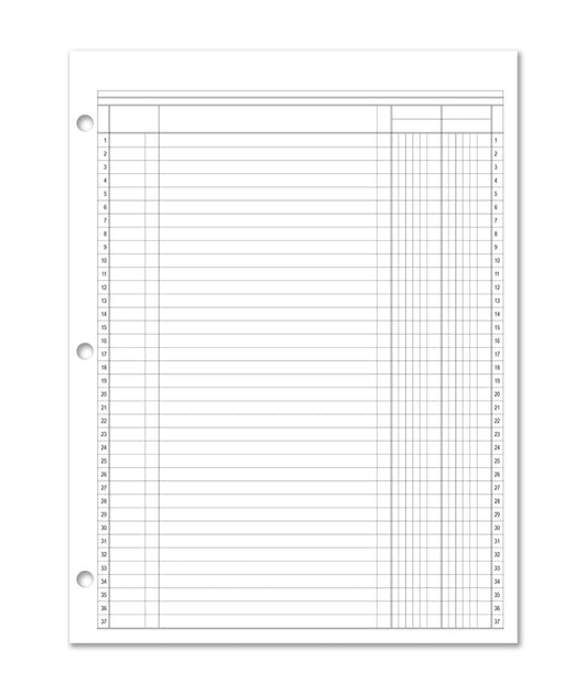 BookFactory 2 Column Ledger Sheets/Account Loose Paper/Accounting Paper (Two Columns Columnar Sheet Format) - 3 Hole Punched Loose Leaf Sheets, 50 Pgs, 8.5'' x 11'' (Made in USA)