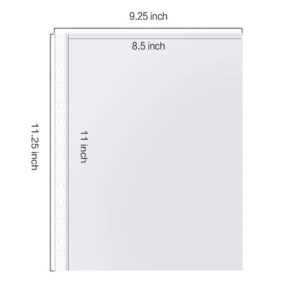 Sheet Protectors, PANDRI 500 Pack Clear Heavy Duty Plastic Page Protectors Sheet Reinforced 11-Hole Fit for 3 Ring Binder Fits Standard 8.5 x 11 Paper, 9.25 x 11.25 Top Loaded, Excluding Acid