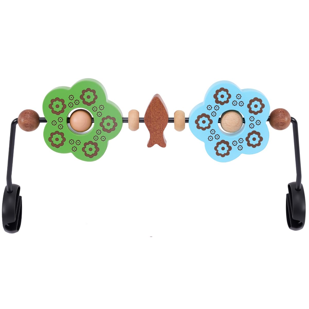 WYFWFDF Toy Bar Compatible with Baby Bjorn Bouncer Toy Bar for Baby Bouncer, Durable Wooden Infants Bouncer Attachment, Rotatable Sensory Toys, Easy to Use Accessory (Blue Green)
