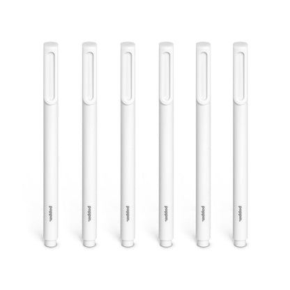 Poppin Signature Ballpoint Pens, Professional Office Pens, Medium Point 1mm, Set of 6 (White with Black Ink)