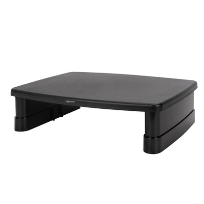 Amazon Basics Height Adjustable Monitor Stand Riser with Storage Organizer, Multifunctional Desk Accessories for Reduced Neck Strain - Fits Monitors, Laptops Up to 22lbs, Black
