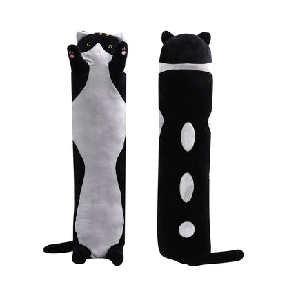 shangman Lovely Plush Cat Doll Cute Cartoon Soft Stuffed Kitten Pillow Long Throw Sleeping Pillow Doll Toy Valentines Day Gift for Kids Girlfriend (Black, 130cm/51.1in)
