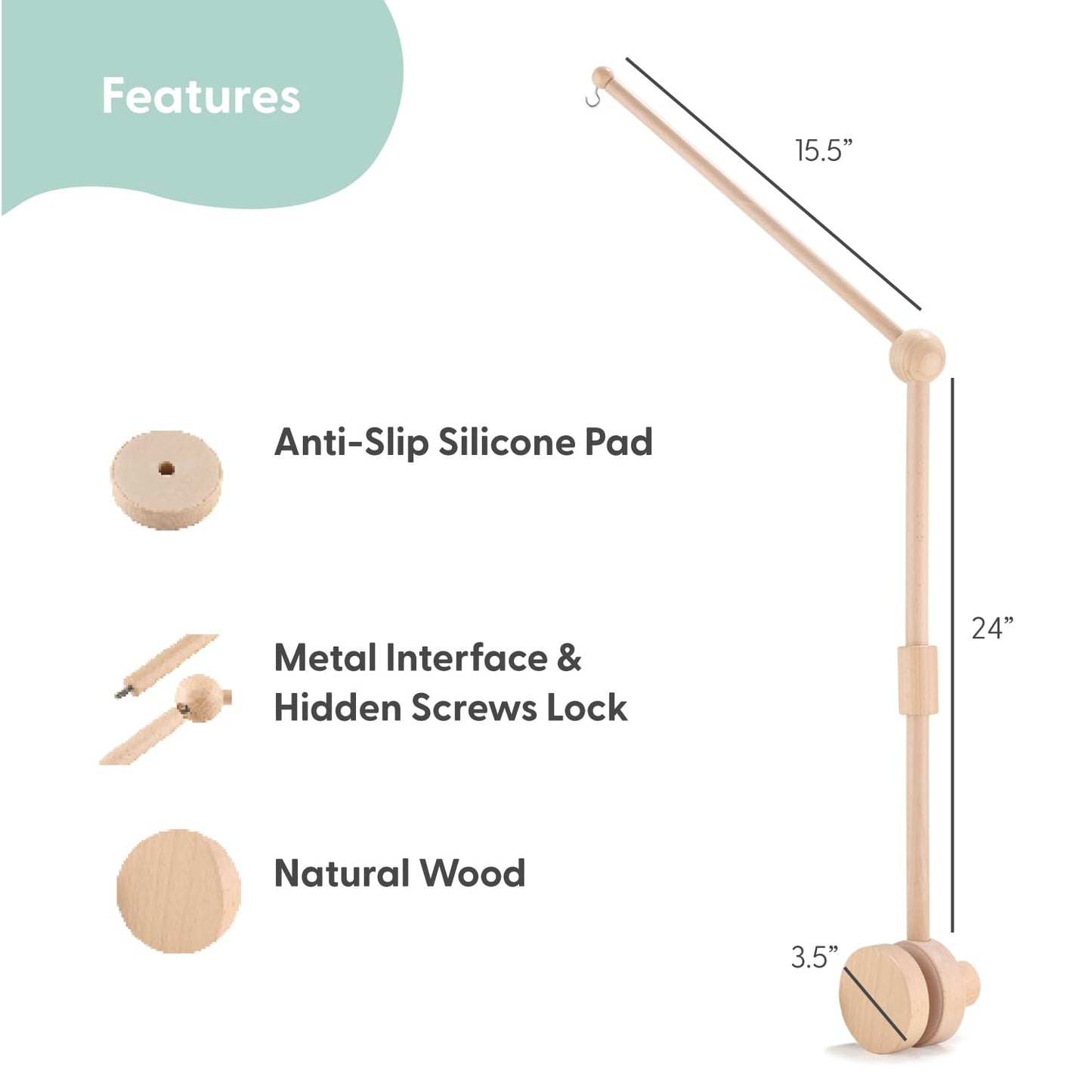 The Peanutshell Crib Mobile for Boys or Girls - Wooden Musical Baby Crib Mobile with 12 Lullabies, Jungle Animal, Baby Mobile Crib Safari Serenity Nursery Decor