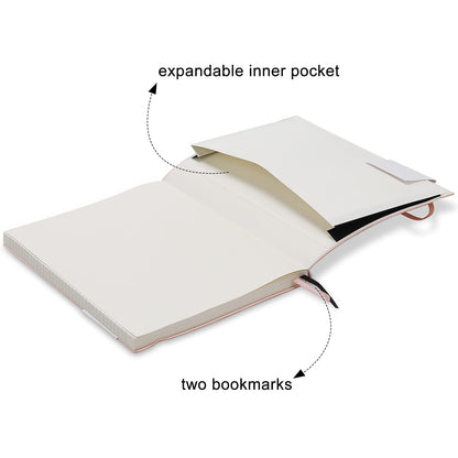 Wiisdatek B5 College Ruled Notebooks - 2 Pack B5 Large Journal Notebooks with 376 Numbered Pages,100gsm Thick Lined Paper,Soft PU Leather Cover,7.6 X 10 inch(BLACK)