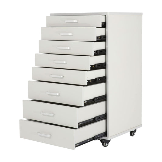 Medical Dental Assistant's Mobile Cabinet Alabama Cart Utility Cart 7 Drawer with Handle, Easy to Pull Out and Push Back. White