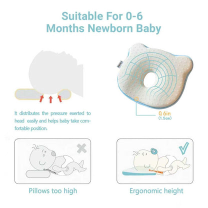 CIRIRE Memory Foam Baby Cushion, Soft Cozy Machine-Washable, Head and Neck Support Breathable Anti-Slip Design for Infants for Small Boys and Girls Tummy Time(Beige)