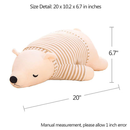 MMTTAO Stuffed Polar Bear Animal Plush Toy 20 Inch Large White Sleeping Bear Animal Stuff Soft Plushies Cute Dolls Collection Huggable Pillow Cushion Birthday Gift for Kids Child Boys Girls, 20Inches