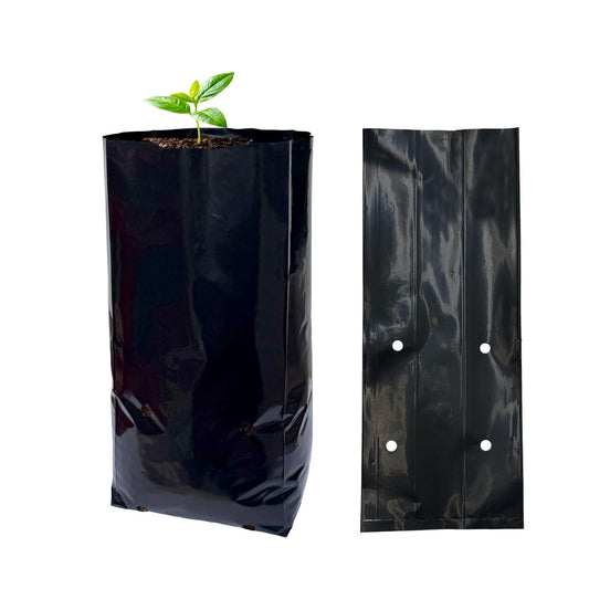 gardtree 100 Pcs Thicken Plastic Plant Nursery Bags 4.7" x 9.8", Grow Bags for Fruit Trees, PE Seedling Pots, Nursing Growing Pouch, Ideal for Flowers, Vegetables, Fruit, Plant Growing Containers