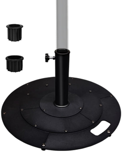 Koutemie 21 Inches Metal Umbrella Base with 2 Adapters for 1-¼" or 1-½" Umbrella Poles, Heavy Duty Weighted Outdoor Umbrella Stand Holder for Patio Table, Black