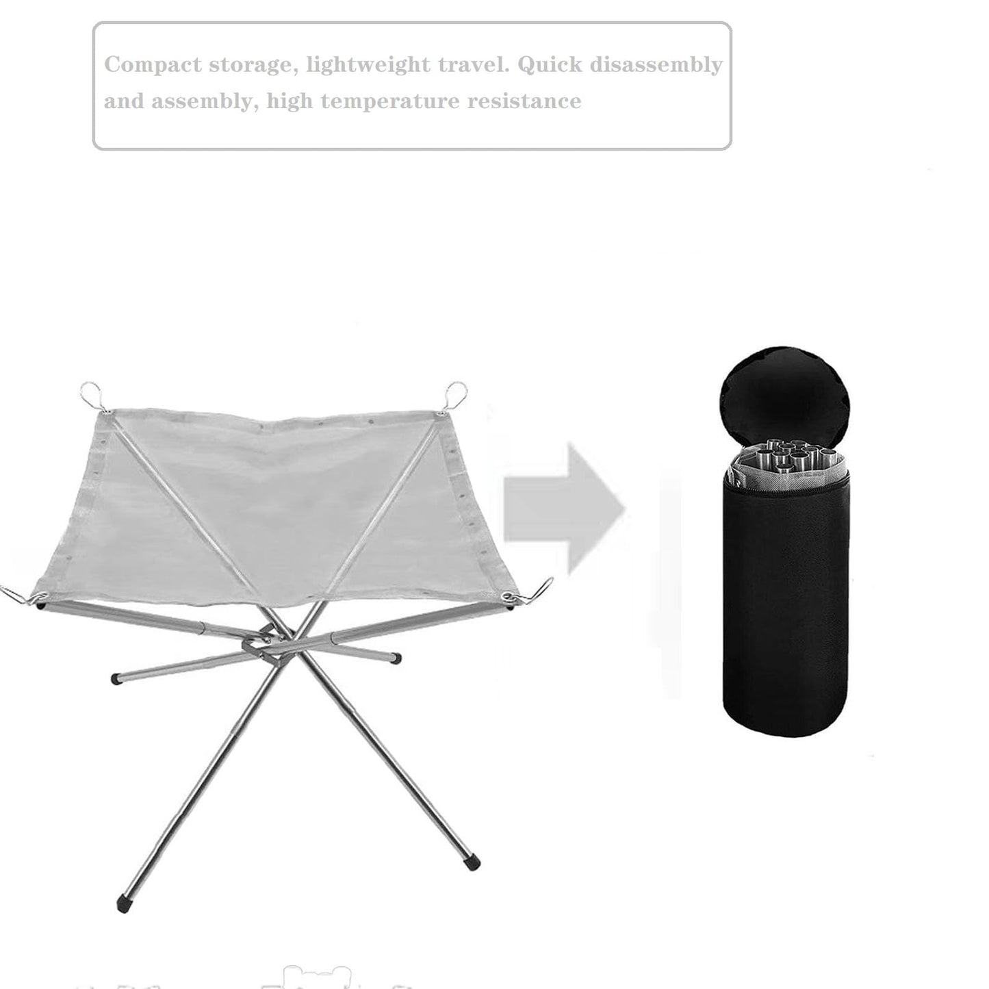 22 Inch Portable Outdoor Fire Pit with Carrying Bag,Foldable Stainless Steel Mesh Fireplace Wood Burning Collapsible Fireplace for Camping Outdoor Hiking BBQ Picnic