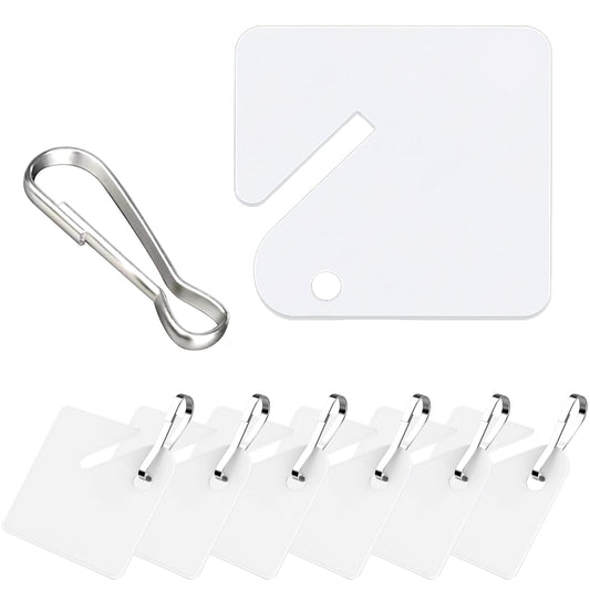 KAKAMINA 100 Pcs Key Tags White Plastic Hanging Tags with Metal Snap Hooks, Tags for Slotted Key Cabinets Boxes Lockers Sturdy Frosted Item Identifiers for Home Office and Garage