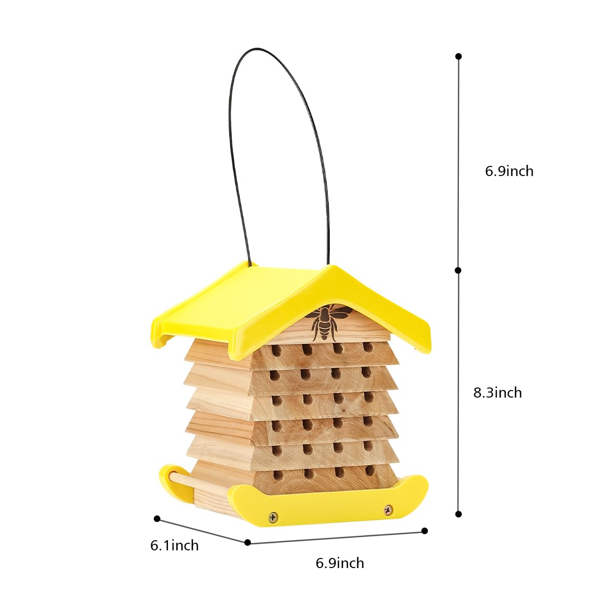 2026 Polinator Mason Bee House Shelter, Insect House Hotel - Backyard Bug Insect House Leafcutter Solitary Cedar Composite Interactive Wooden House - PollinatorManagement System