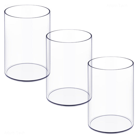 NiOffice Stylish Clear Acrylic Desk Organizer Pen and Pencil Holders Set of 3, Round Makeup Brush Storage Perfect for Home, School and Office Supplies