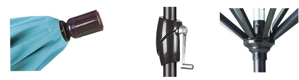 California Umbrella GSPT908302-5446 9' Round Aluminum Market, Crank Lift, Push Button Tilt, Black Pole, Sunbrella Forest Green Patio Umbrella, 9-Feet