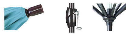 California Umbrella GSPT908302-5446 9' Round Aluminum Market, Crank Lift, Push Button Tilt, Black Pole, Sunbrella Forest Green Patio Umbrella, 9-Feet