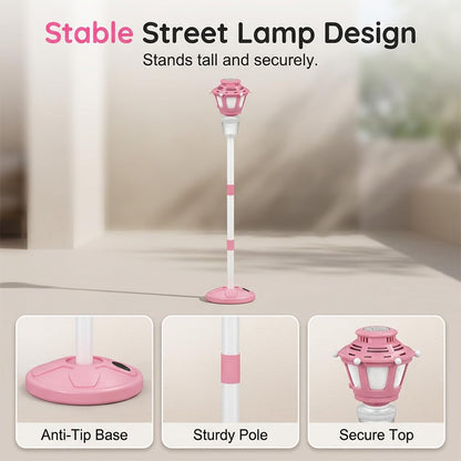 Bubble Machine for Kids, 2026 New 47" Rechargeable Automatic Bubble Maker with Light and Music for Outdoor, Adjustable Height Stand with Detachable Wand, Bubble Solution Included for Party (Pink)