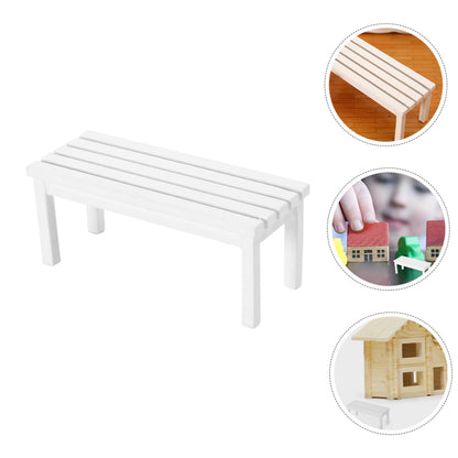 ibasenice 2 Pcs Miniature Wooden Park Bench Set Dollhouse Furniture for Fairy Garden Photo Prop 3.54X1.45X1.41In Unpainted Mini Bench Ornament
