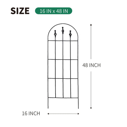 SCENDOR 48" H x16 W Trellis,Black Garden Metal Vine Sturdy Trellises for Outdoor Climbing Plants Support Structures B (121cm) 2Pack