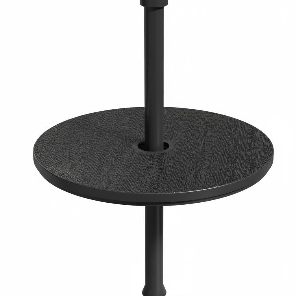 Diyfire Umbrella Table, Umbrella Side Table, Patio Umbrella Table Tray with Hole, Beach Umbrella Base Table, Outdoor Table with Umbrella Hole for Garden, Balcony, Deck, Poolside, Black