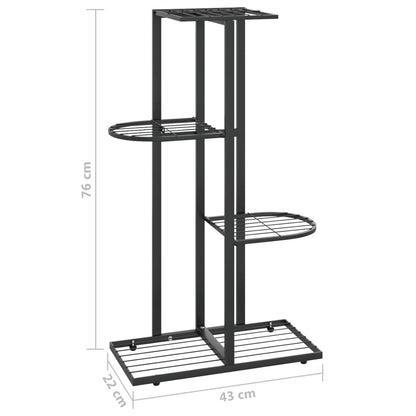 Qnhdfrt 4 Tier Black Metal Plant Stand Indoor Outdoor for Plants Flowers Decor Rectangular Powder Coated Steel Space Saving Shelf, for Living Room Balcony Garden Patio