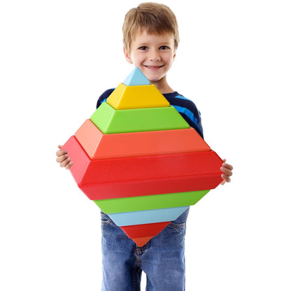 Large Building Blocks Set - 30 Giant Blocks for Stacking - Develops Hand Eye Coordination & Cognitive Skills - Ages 4-8 - Indoor & Outdoor Play