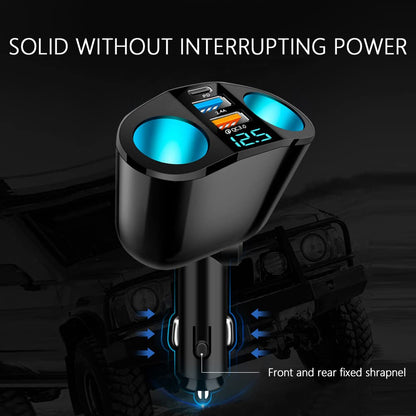 5 Port Cigarette Lighter Splitter,QC3.0&PD 20W Super Fast Car Charger with Dual Cigarette Lighter Plug with LED Voltmeter Compatible with iPhone 15 Pro iPad Dash Cam GPS (PD+QC+2.4A) 2Pcs
