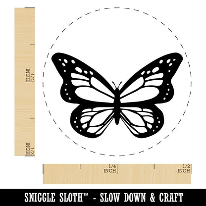 Pretty Monarch Butterfly Self-Inking Rubber Stamp Ink Stamper for Stamping Crafting Planners - 1/2 Inch Mini - Black Ink