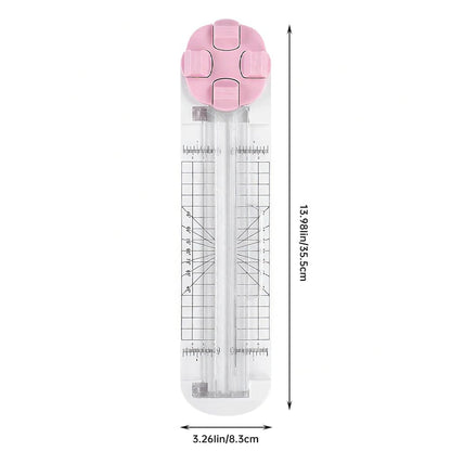 Paper Cutter,4-in-1 Paper Trimmer,Photo Cutter,Multi-Function Scrapbooking Tool with Dial Blades of Straight,Wave,Perforated,Creasing for Cutting Paper,Coupons,Postcards,Card (Pink)