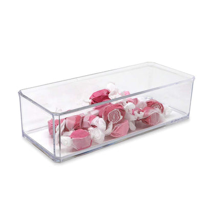 Isaac Jacobs Clear Acrylic Rectangular Stackable Storage Organizer, (9"L x 3.5"W x 2.5"H) Drawer Tray without Lid, Open-Top Organizer, Multi-Functional, Bathroom, Kitchen, Home, Office, Desk, Drawers