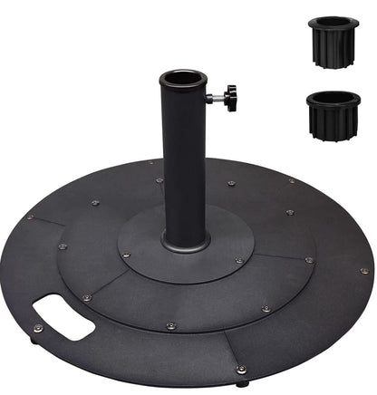 Koutemie 21 Inches Heavy Duty Metal Outdoor Patio Umbrella Base Stand Holder for 1-¼" or 1-½" Umbrella Poles, Black